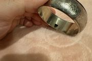 Vintage Silver Etched flower Bangle Bracelet
