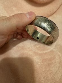 Vintage Silver Etched flower Bangle Bracelet
