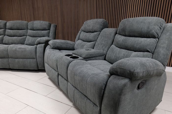 Roma Plus Grey Fabric Wireless Charging Recliner Sofa
