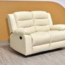 3+2 Brown & Cream Leather Recliner Sofa Set Image 9