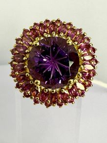 African Amethyst Rhodolite Garnet Ring