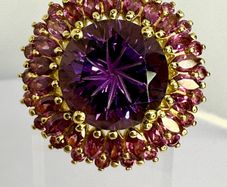 African Amethyst Rhodolite Garnet Ring