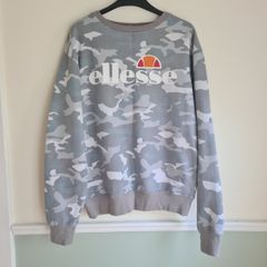 womens ELLESEE camouflage sweatshirt grey camo sweater top Size UK 12 EU 40