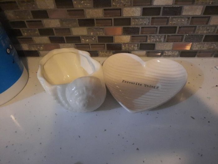 cream ceramic trinket dishes
