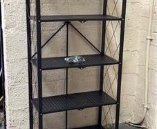 Black Metal Shelf  5 Tier  Pop Up  With Wheels  Brand New