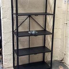 Black Metal Shelf  5 Tier  Pop Up  With Wheels  Brand New