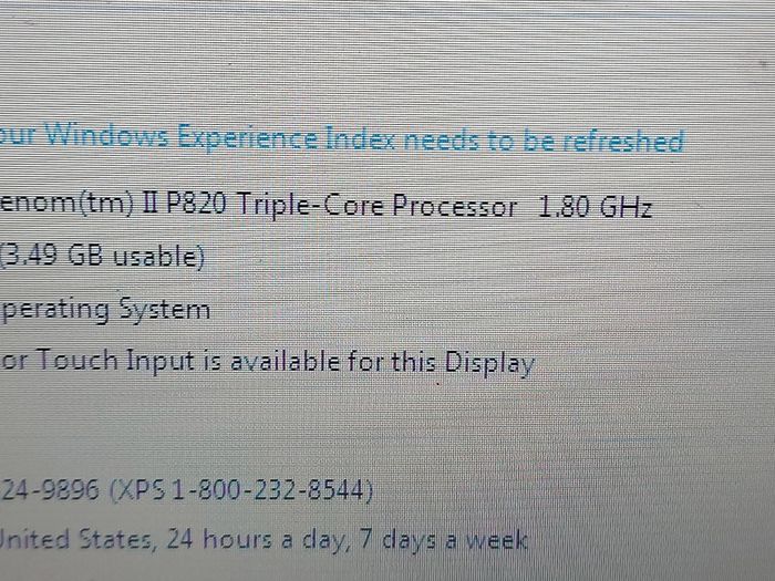 Sony Vaio Laptop, PCG-61511M, Windows 7 Professional, 32 bit, AMD Phenom II Triple Core Processor, 1.8GHz, 8GB Ram,