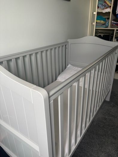 Grey Cot with Mattress