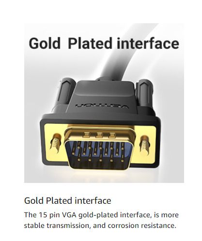 Vention 5M Premium VGA/WQXGA (2K/QHD/Full HD) [2560x1600@60Hz] Male/Male Gold-Plated Cable (Brand New/Warranty)