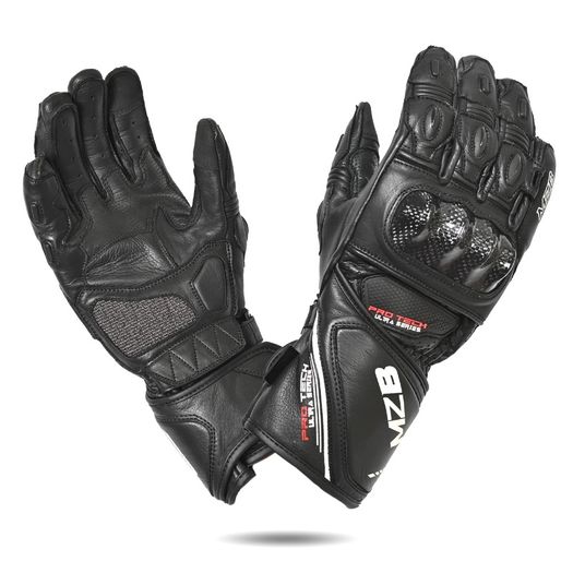 MZB RaceTech Long Motorcycle Race Cowhide Leather Gloves with Aramid Protection
