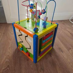 wooden activity cube