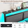 Metal Bed Frame Double Platform Upholstered Bed Frame with Storage Headboard, Heavy Duty Metal Bed Image 3