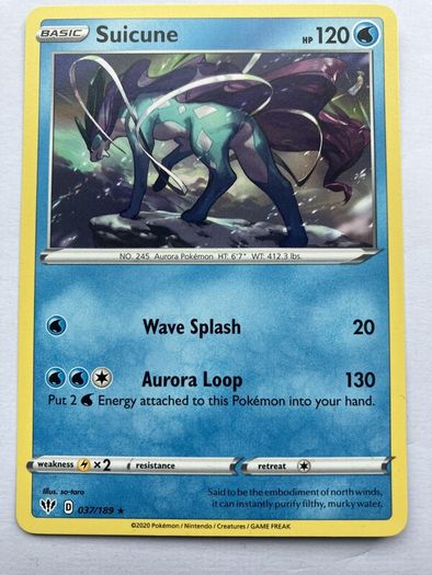 Pokemon Suicune Darkness Ablaze Non-Holo Version 037/189