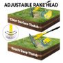 38cm Adjustable Head Weed Tool, Dethatcher Rake to Cleaning Dead Grass with 188cm Adjustable Handle, Steel Metal Thatching Rake for Grass, Garden, Yard Image 3