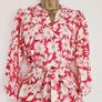 Wallis Floral Print Crepe Pink Red White Midi Tea Dress Image 3