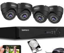 NEW- HD CCTV Security Camera System, 4 Channel 5MP DVR with (4) 2MP In/Outdoor Dome Surveillance Cameras and 1TB Hard Drive 1920x1080P, All