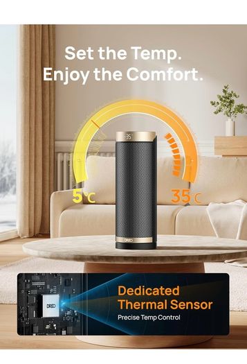 DREO 2000W Heater, 16 Inch Portable with 70 degrees Oscillation Electric Heater with Thermostat & Remote, 3-Mode 3-Speed, 12H Timer for Office Home,Gold