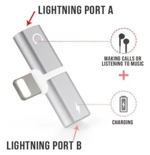 Dual 8 Pin Charger and Audio Adapter For iPhone 12 11 XS MAX XR 8 Plus