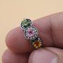 Vintage 925 Sterling Silver Multi-Stone Tourmaline Adjustable Ring Image 2