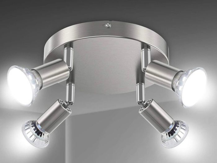 LED Ceiling Light Rotatable, 2 Way Round Plate LED Ceiling Spot Lights, 110mm (Including 2x4W GU10 LED Light Bulbs, 450LM, Cool White) LED Ceiling Lamp for Kitchen, Living Room DIFFERENT OPTIONS AVAILABLE, SEE PHOTOS (FREE POSTAGE)