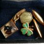 Vintage Trefoil Cufflinks: Reverse Carved Lucite, Gilded Copper Image 2