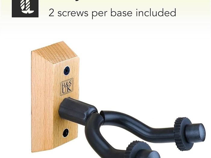 Guitar Wall Mount Display Bracket Guitar Hanger Hook Holder Keeper Wall Mounted Hanging Stand Wooden Wood Base for Bass Electric Acoustic Guitar - 2 Pack