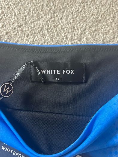White Fox Boutique Coming Back Mini Skirt in the Milky Way blue gradient print