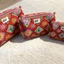 Brand New 3-Piece Hand-Block Print Quilted Cosmetic Bag Set, Nesting Travel Pouches, Cotton Toiletry Organiser Image 2