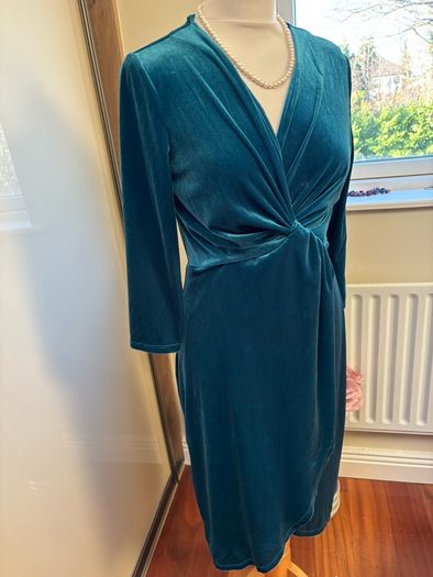 Rowen Avenue Teal Velvet like Wrap style Dress - Size S