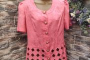 Vintage 80s 90s coral Andrea Gayle blouse size small Postage included
