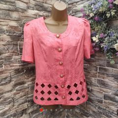 Vintage 80s 90s coral Andrea Gayle blouse size small Postage included