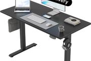 Electric Standing Desk, 100 x 60 cm Height Adjustable Sit Stand Desk with Splice Board and Memory Smart Pannel, Home Office Desks, Black