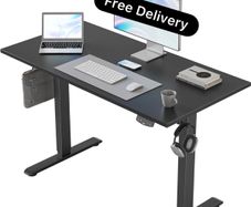 Electric Standing Desk, 100 x 60 cm Height Adjustable Sit Stand Desk with Splice Board and Memory Smart Pannel, Home Office Desks, Black