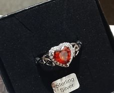 Silver Celtic twist ruby stone ring