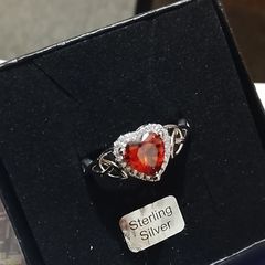 Silver Celtic twist ruby stone ring