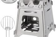 Camping Wood Stove,Compact Folding Titanium Wood Stove with Mini Alcohol Stove for Outdoor Camping Cooking Picnic