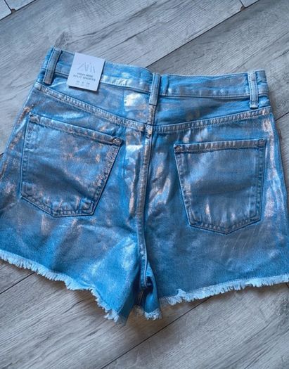 Brand new Zara metallic denim shorts