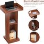 Podium Standing Desk Floor Standing Church Pulpit Stand with Wide Reading Surface and Storage Shelf,Wood Podium Classroom Lectern Stand Customer Reception Podiums Desk Image 3