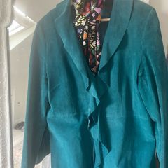 Size 14 /16 teal suede full length coat in v good condition