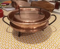 18th century copper pie dish and cover Tourtiere