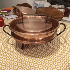18th century copper pie dish and cover Tourtiere