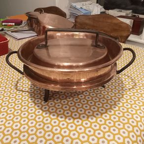 18th century copper pie dish and cover Tourtiere