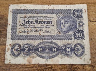 Austria-Hungary, 10 Kronen banknote, 2 January 1922, circulated - free standard postage