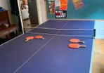 Table tennis table- fold-up 154x276cm, net, bats