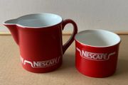 Vintage Kilncraft Nescafe Jug and Sugar Bowl Red Ceramic