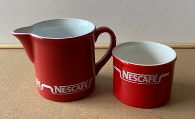 Vintage Kilncraft Nescafe Jug and Sugar Bowl Red Ceramic