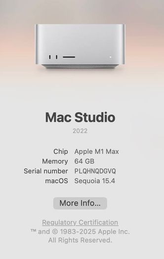 2022 Mac Studio M1
