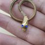Vintage Lot of 2 Snake with Blue & Red Eyes Brass Pendant 65.5mm Image 8