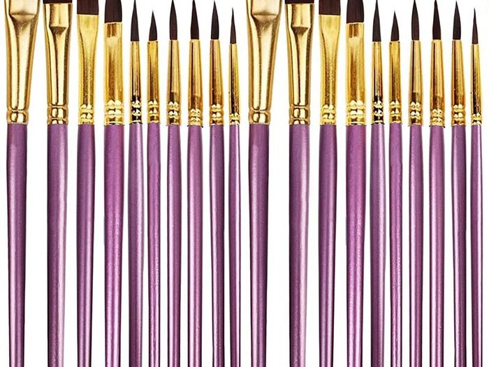 20 PCS Nylon Hair Paint Brushes Set for Acrylic Oil Watercolor Gouache Painting Face Paint Brushes for Children and Adults