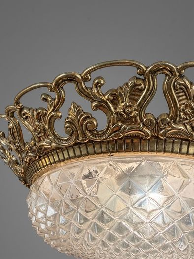 FLASH SALE ! Was 395 Now 320 ! Vintage 1960s French Brass & Cut Glass Statement Light